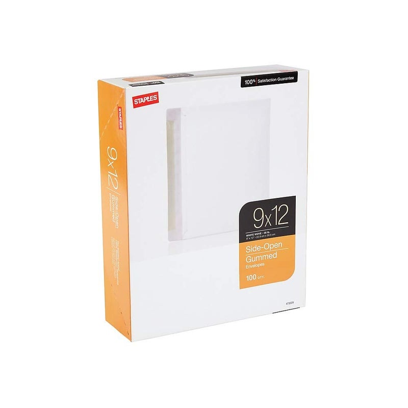 Staples 473009 Wove Side-Opening Booklet Envelopes 9-Inch X 12-Inch White 100/Bx - Image 4